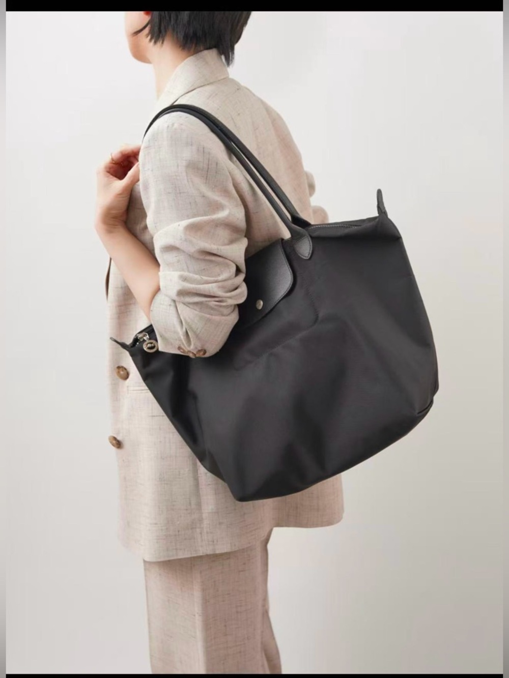 Longchamp tote bag‎ with long handle thick double layer waterproof fabric size M